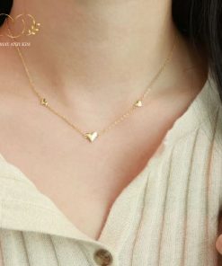 dây chuyền trái tim mini 3 điểm vàng