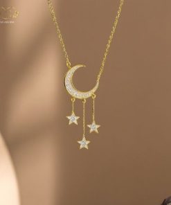 dây chuyền trăng khuyết 3 sao lấp lánh