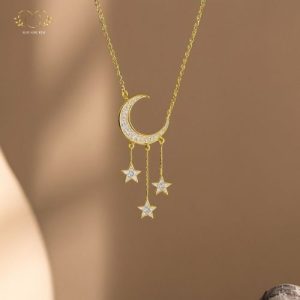 dây chuyền trăng khuyết 3 sao lấp lánh