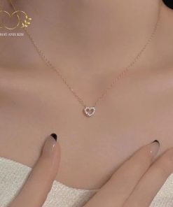 dây chuyền trái tim đá trắng nhỏ xinh