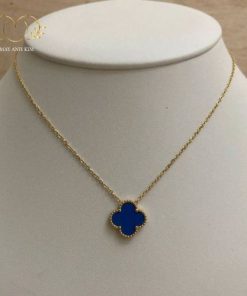 Dây chuyền cỏ 4 lá đá màu viền vàng - Mây Ánh Kim 10 Dây chuyền cỏ 4 lá xanh dương nổi bật