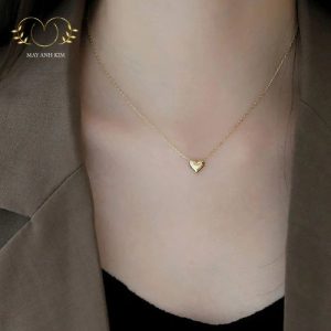 dây chuyền trái tim vàng trơn tối giản