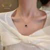 Dây chuyền cỏ 4 lá đá màu viền vàng - Mây Ánh Kim 13 Dây chuyền cỏ 4 lá đen viền vàng cổ điển