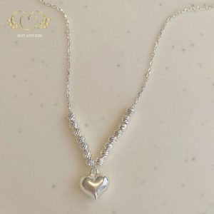 dây chuyền trái tim bạc phối bi tinh tế