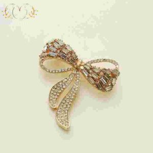 Ghim cài áo đính đá hình nơ cao cấp - Mây Ánh Kim