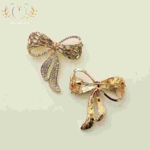 Ghim cài áo đính đá hình nơ cao cấp - Mây Ánh Kim