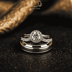 nhẫn cưới cặp đính đá kim cương sang trọng cho cặp đôi