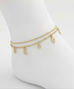 Lắc Chân Ball Chain "Golden Leaf" - Mạ Vàng 18K