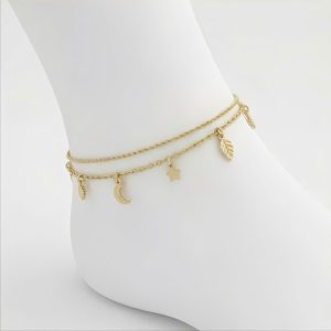 Lắc Chân Ball Chain "Golden Leaf" - Mạ Vàng 18K