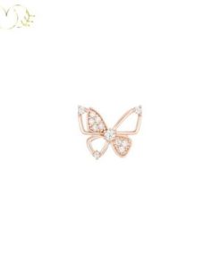 Bông Tai Nữ Hình Nơ Đính Đá Zircon Cao Cấp Mạ Vàng Hồng Sang Trọng - Mây Ánh Kim