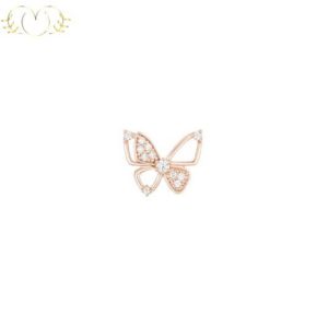 Bông Tai Nữ Hình Nơ Đính Đá Zircon Cao Cấp Mạ Vàng Hồng Sang Trọng - Mây Ánh Kim