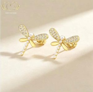 Bông Tai Nữ Hình Bướm Đính Đá Lấp Lánh Cao Cấp – Trang Sức Sang Trọng Dễ Phối Đồ - Mây Ánh Kim