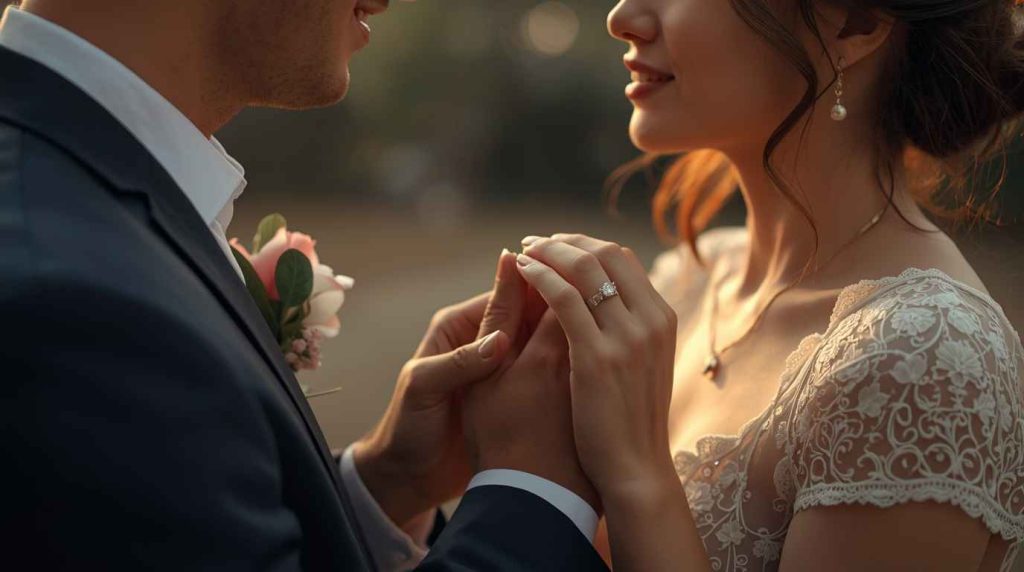 nhẫn cầu hôn trong khoảnh khắc cầu hôn lãng mạn